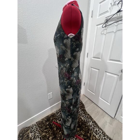 vintage Floral Maxi Dress Sleeveless Sheath Evening Cocktail Party Guest - Picture 2 of 8